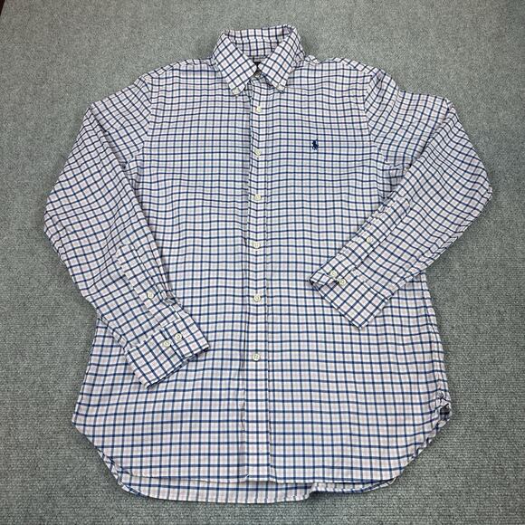 Polo Ralph Lauren Classic Fit Button Down Long Sleeve 16 34/35 Pink Blue Check - Picture 4 of 9